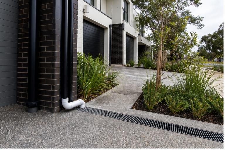 Civil drainage reserve and commercial site stormwater context